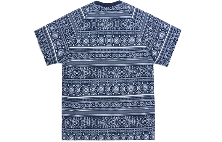KITH Moroccan Print Seersucker Howard Printing Short Sleeve Unisex Navy Blue KH3686-102