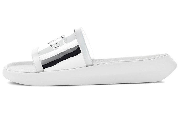 (WMNS) UGG Hilama Slide Shoe White Silver 1109592-WHT