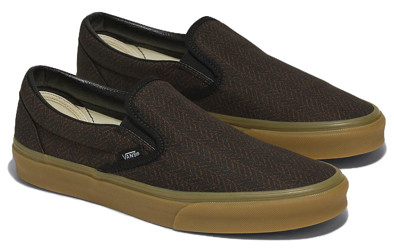 Vans Classic Slip-On Herringbone Shoes 'Black Tan' VN000BVZYS8