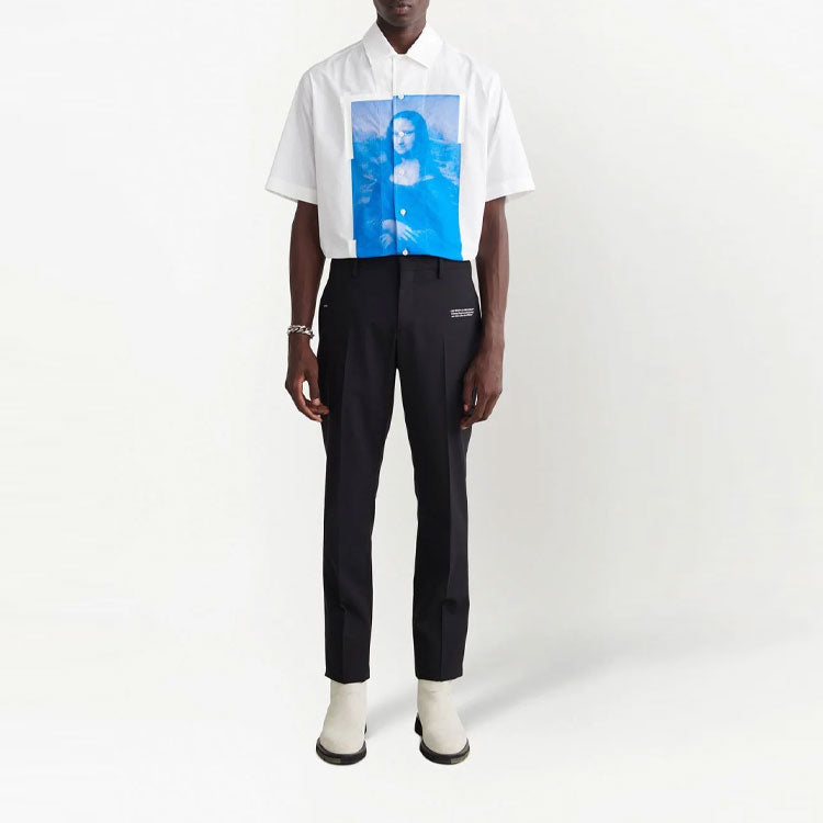 Men's Off-White FW22 Solid Color Alphabet Printing Straight-Leg Casual Trousers Ordinary Version Black OMCA211C99FAB0011001