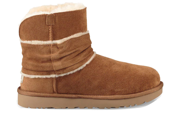 (WMNS) UGG Mini Spill Seam Bow Lacing Fleece Lined Brown 1095701-CHE