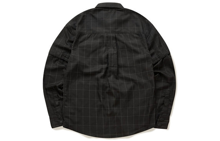 FILA FUSION Breathable Plaid Long Sleeves Shirt Black T11M023402F-BK
