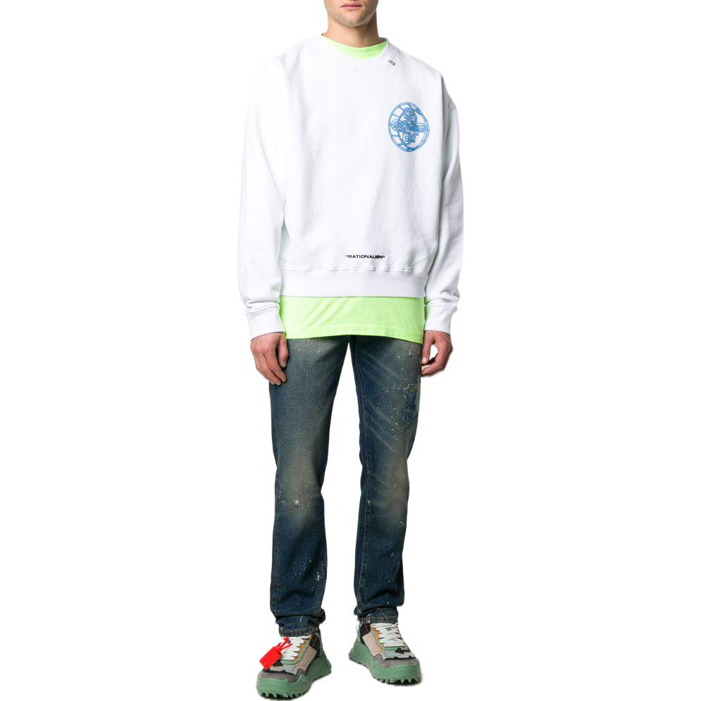 Men's Off-White SS22 Solid Color Logo Printing Round Neck Pullover Version White OMBA035R20E300030188