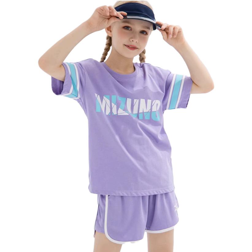 (GS) Mizuno Casual Sportswear T-shirt Suit 'Purple' 32CA2469