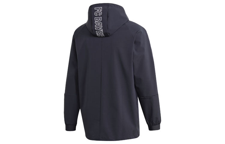 adidas Black Bayern Munich Soccer/Football Sports Hooded Jacket Gray FR3983