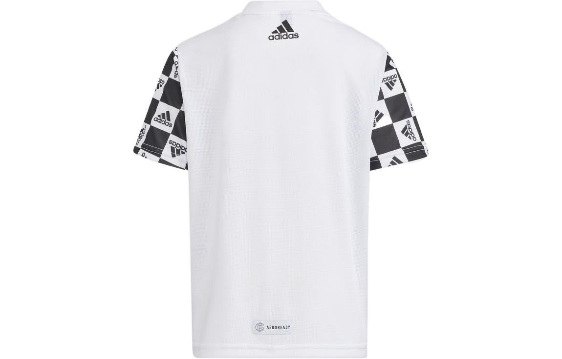 (PS) adidas Football Logo T-Shirt 'White Black Blue' HM5190