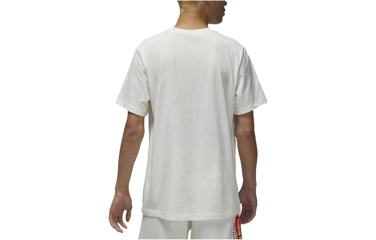 Men's Air Jordan Multi-Color Logo Printing Circular Cotton Short Sleeve White T-Shirt DR1411-133