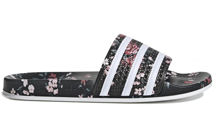 adidas originals Adilette Cozy Wear-Resistant Black Unisex Slippers 'Black White Pink' GZ7196