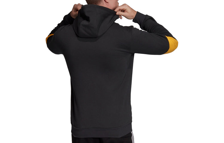 adidas Contrasting Colors Sleeve Training hooded Zipper Cardigan Black FJ6280