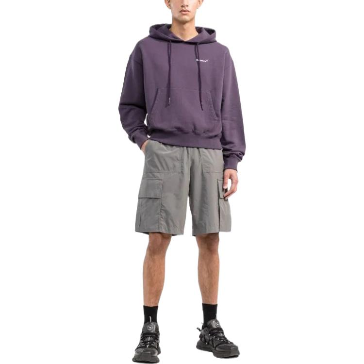 Men's Off-White FW22 Solid Color Multiple Pockets Belt Casual Shorts Gray OMCB064F22FAB0010707