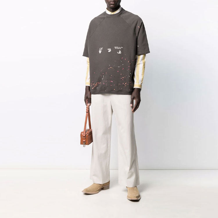 Men's Off-White SS21 Short Sleeve Ordinary Version Gray T-Shirt OMBA050S21FLE0020601