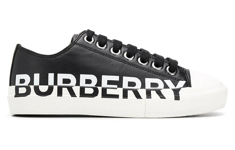 (WMNS) Burberry Logo Print Two Toned Sneakers 'Black Cotton White Sole' 80193261