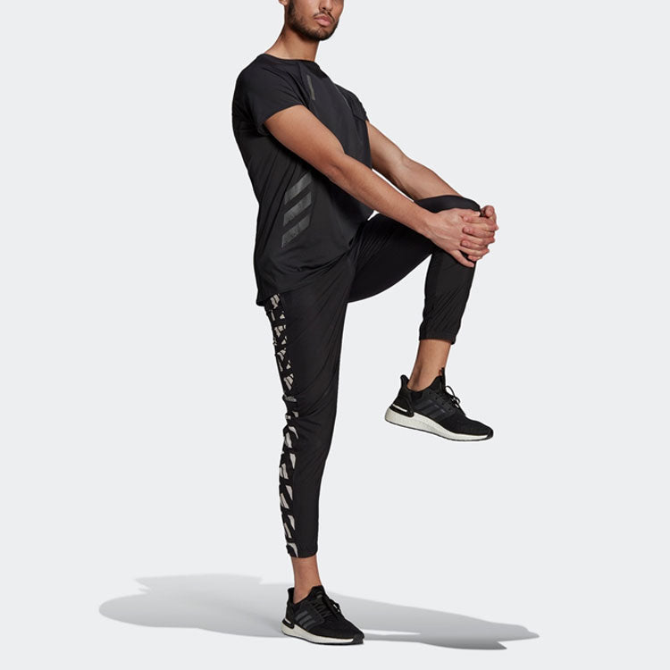 Men's adidas Celeb Pant Side Logo Splicing Running Bundle Feet Sports Pants/Trousers/Joggers Black GM1593