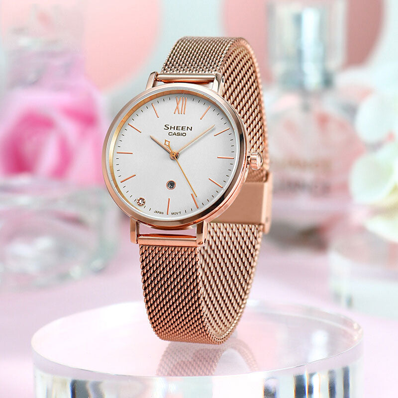 CASIO SHEEN Waterproof Quartz Sapphire Crystal Rose Gold Analog SHE-4539CGM-4AUPR