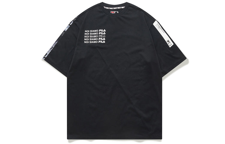 FILA FUSION Large Subject Printing Short Sleeve Black T11M021107F-BK