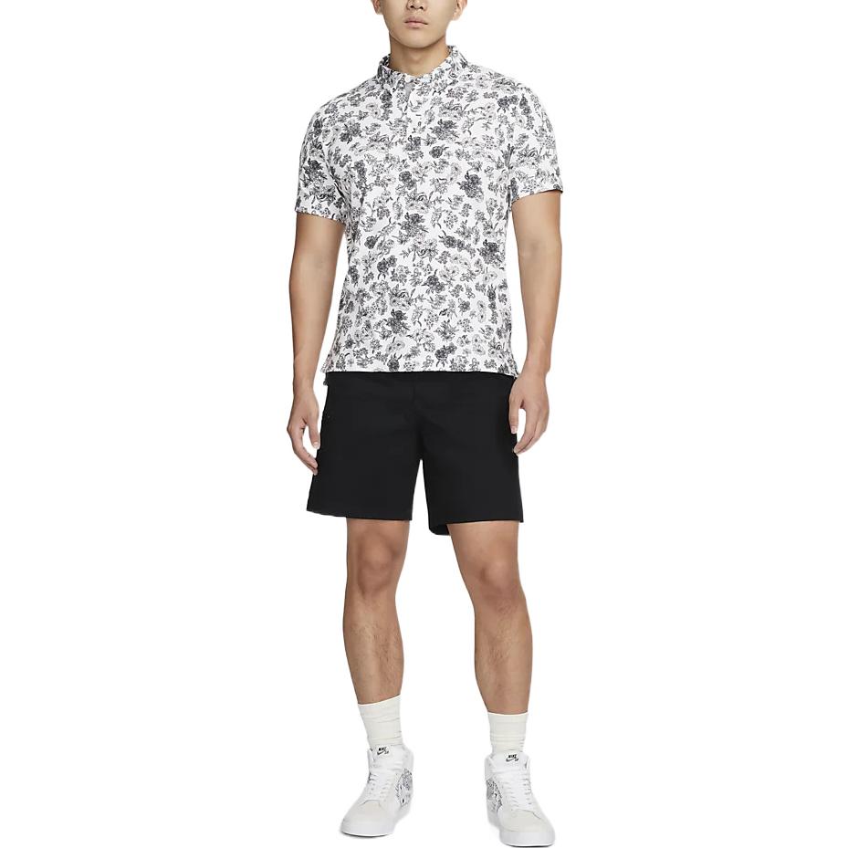 Men's Nike Floral Printing Full Print Lapel Pullover Short Sleeve Polo Shirt DH0941-100