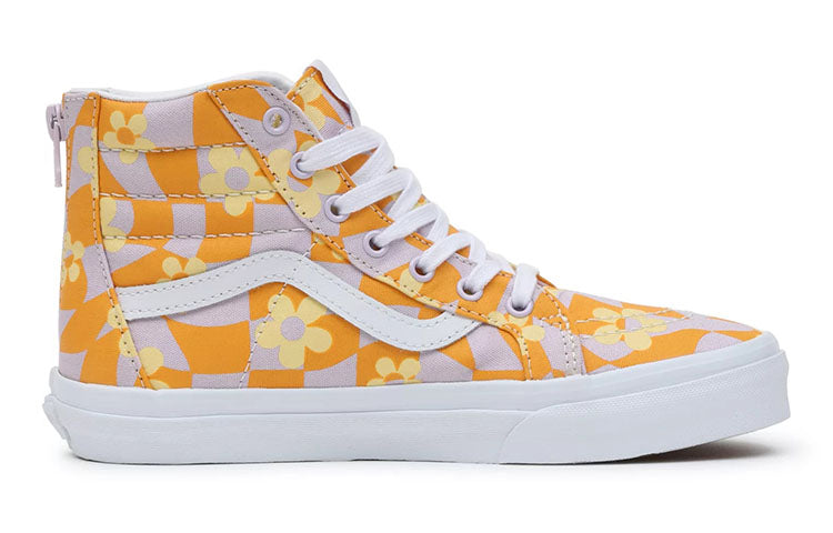 Vans SK8-HI Zip Wear-resistant Casual Skateboarding Shoes Big Boys Orange White VN0A4UI4BL6