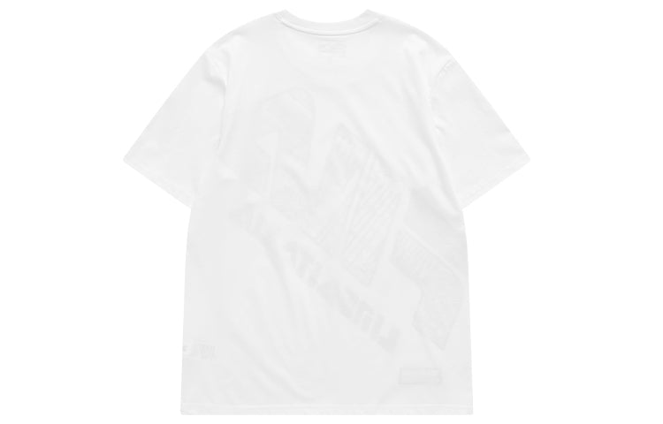 Men's FILA FUSION Contrasting Colors Large Logo Printing Sports Round Neck Short Sleeve White T11M125106F-WT