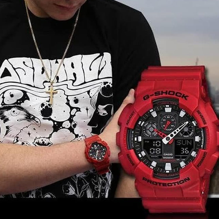 CASIO G-Shock Analog-Digital 'Red' GA-100B-4ADR