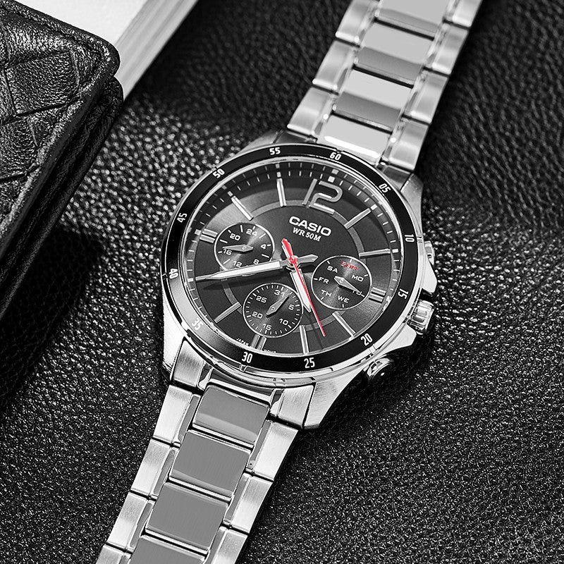 CASIO Couple Waterproof Stainless Steel Strap SilverWhite Analog MTP-1374D-1A&LTP-2064A-7A2