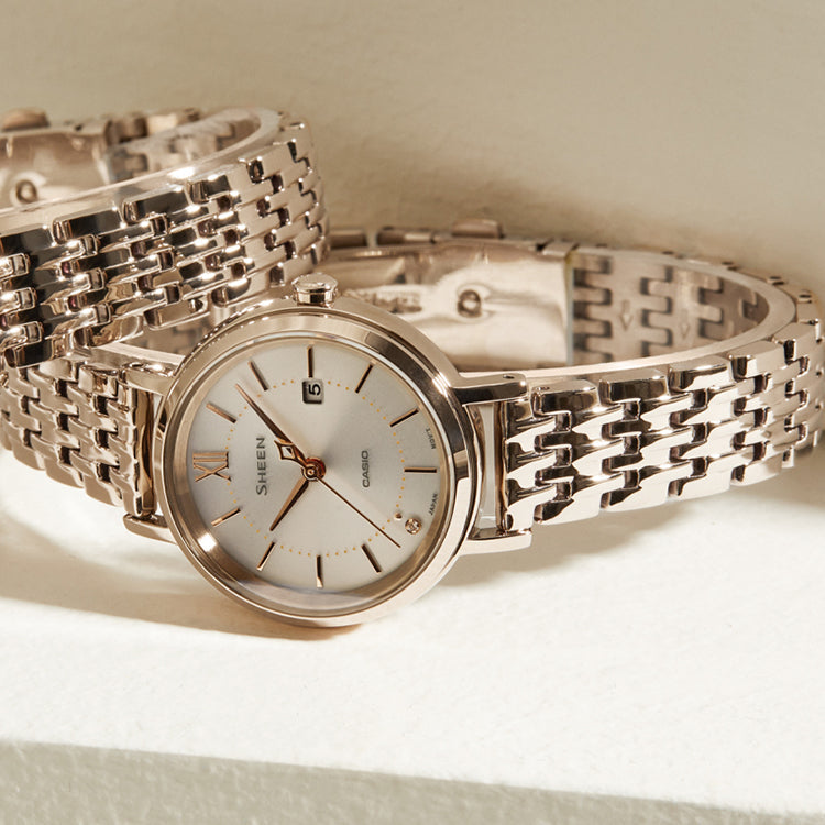 Casio Sheen Analog Watch 'Rose Gold Crystal White' SHS-D300CG-7APR-PERSON