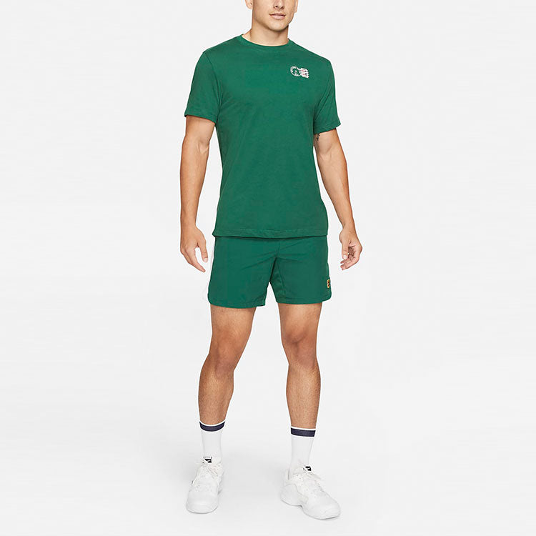 Men's Nike Tennis Sports Printing Round Neck Short Sleeve Green T-Shirt DJ2596-341