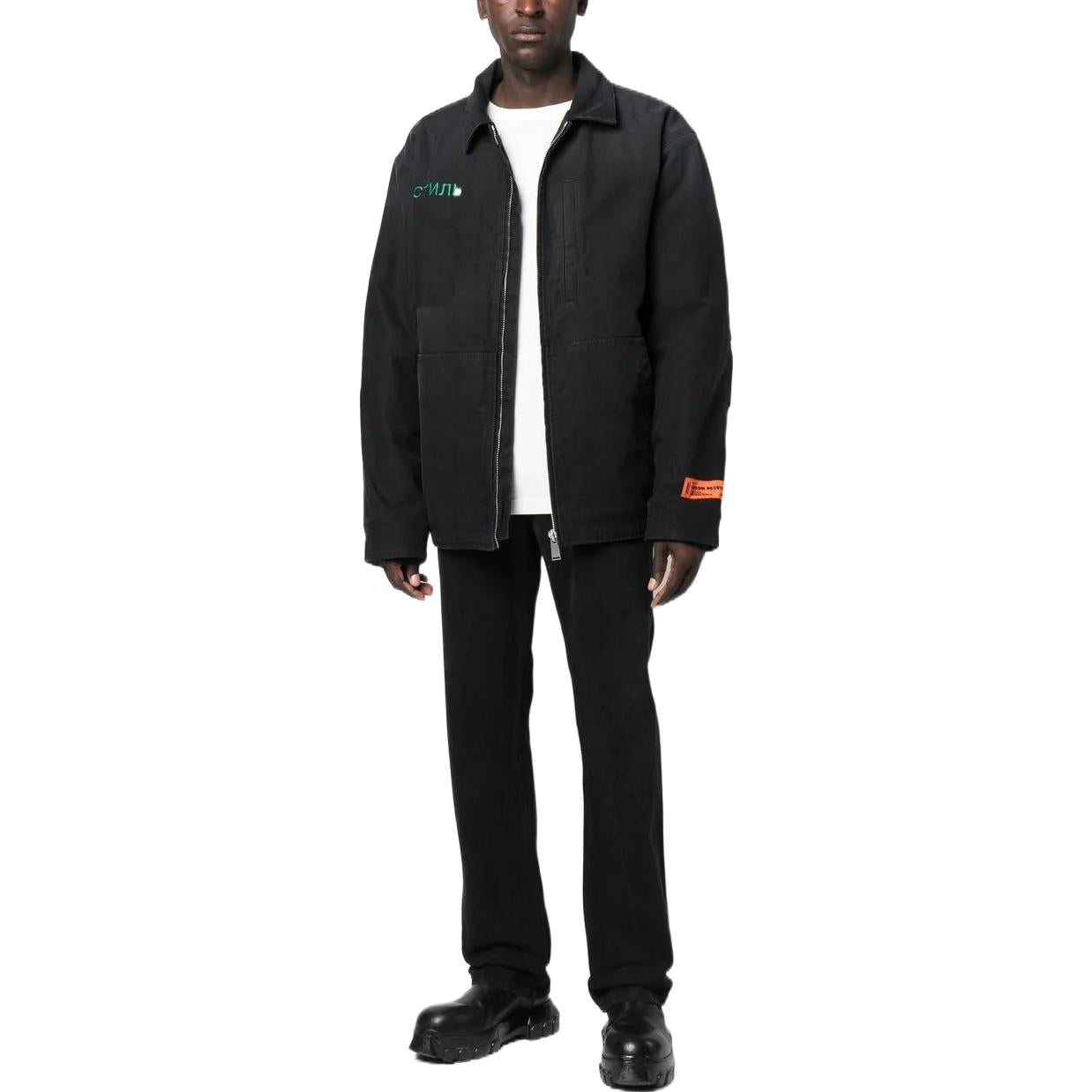 HERON PRESTON FW22 CTNMB Canvas Pockets Jacket 'Black Green' HMEA062F22FAB0011057