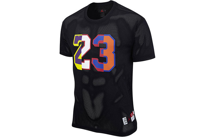 Air Jordan DNA Colorblock Numeric Printing Mesh Breathable Short Sleeve Black DJ6387-010