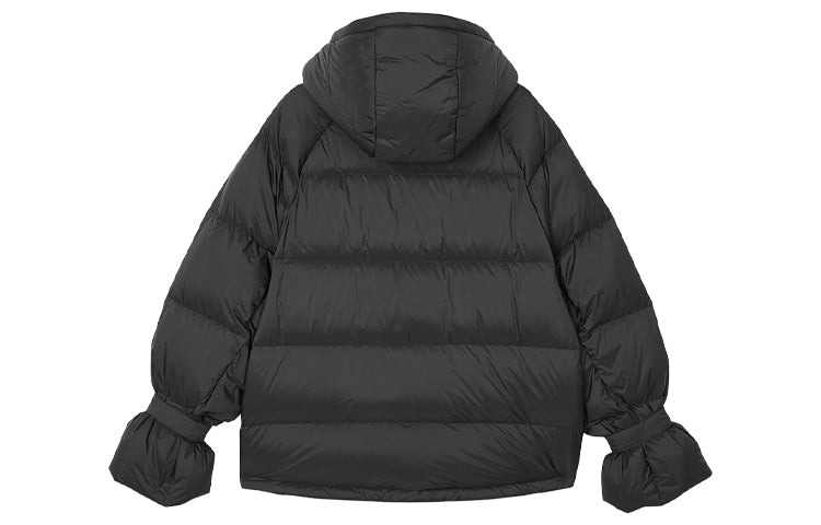 (WMNS) Skechers Zip-up Hooded Long Sleeve Down Jacket 'Black' L421W113-0018