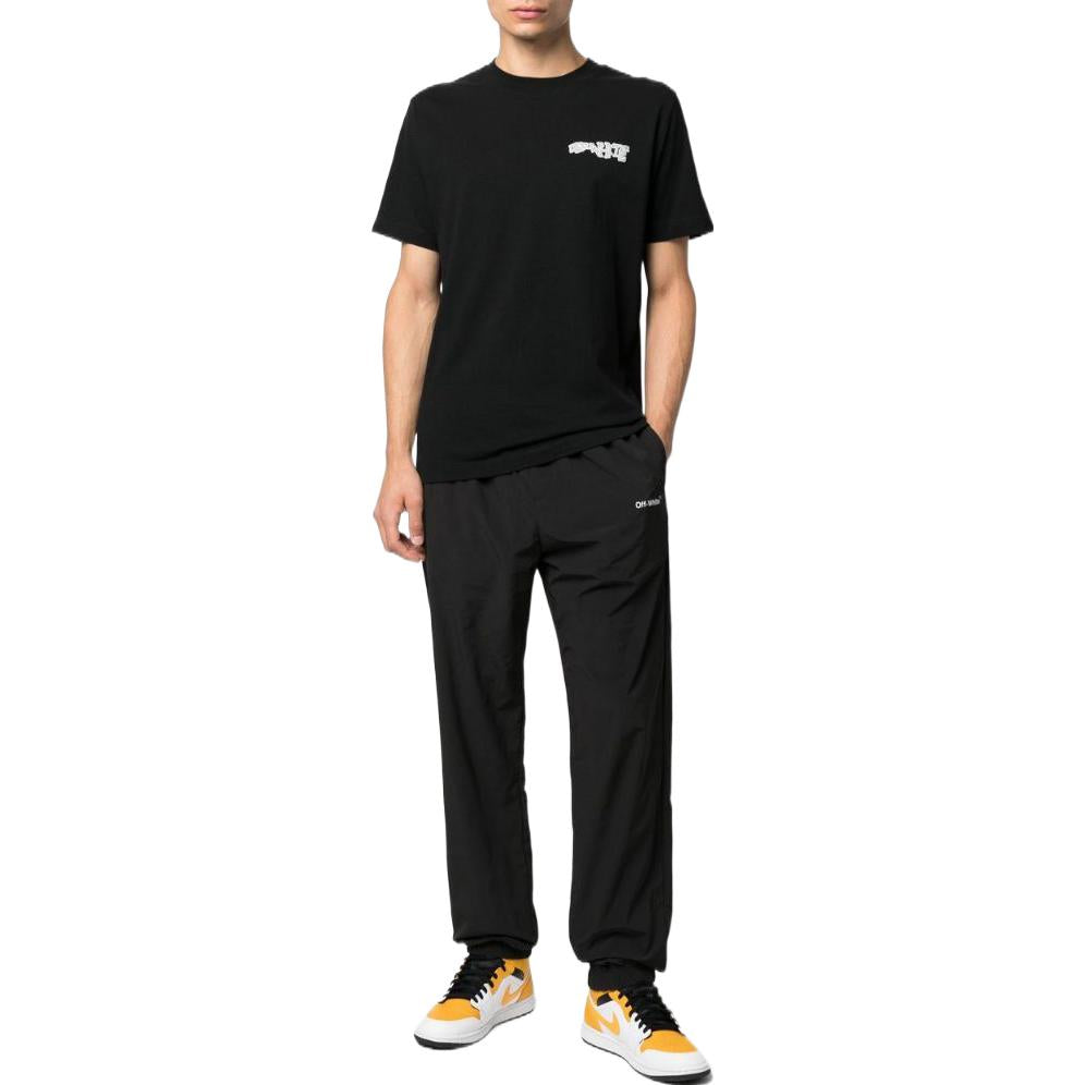 Men's Off-White SS22 Logo Printing Straight Sports Pants/Trousers/Joggers Black OMCA226C99FAB0031001
