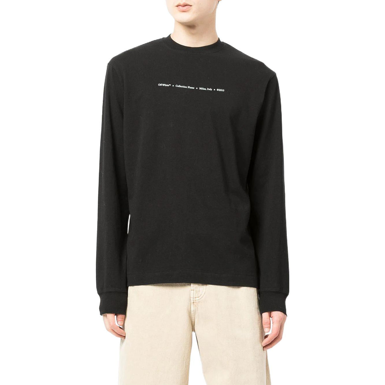 Off-White SS22 Arrow Logo Printing Round Neck Long Sleeves Black OMAB064F21JER0161084