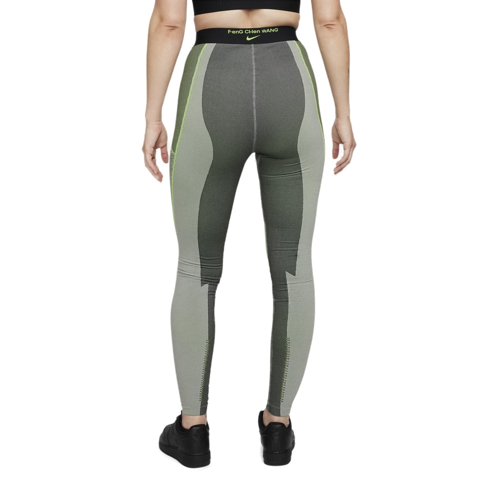(WMNS) Nike Pro Leggings 'Off-Noir Light Smoke Grey Iron Grey Action Green' DV4015-045