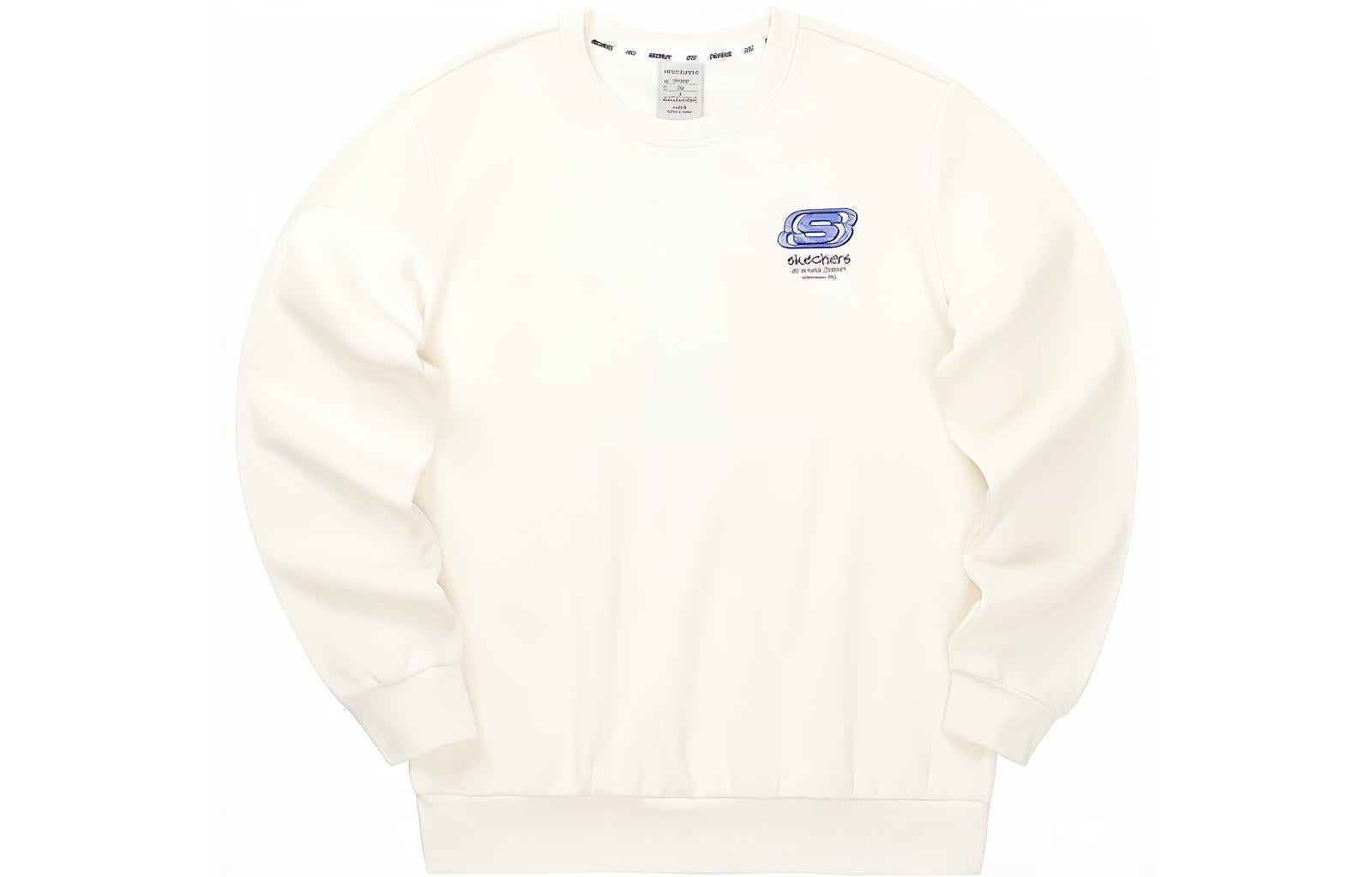 Skechers Casual Letter Printed Crew Knit Pullover Sweatshirt 'White' L322U096-0074