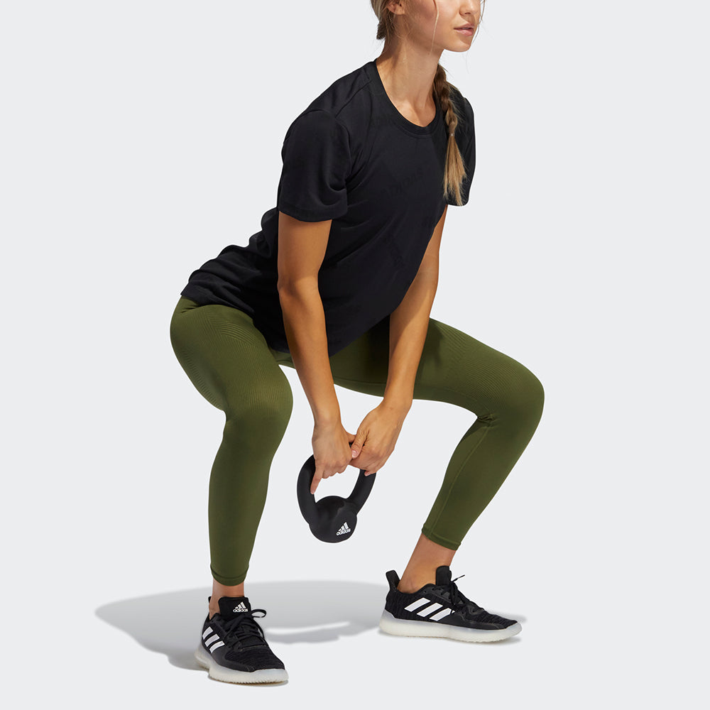 (WMNS) adidas Aeroknit Tee Solid Color Round Neck Sports Short Sleeve Black T-Shirt GQ9428