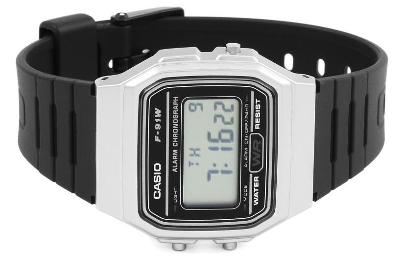 CASIO Waterproof Unisex Mens Black/Silver Digital F-91WM-7A
