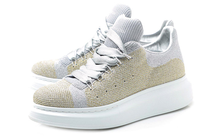 (WMNS) Alexander McQueen Shiny Fabric Sneakers 'Gold Silver' 559697W4JR08074