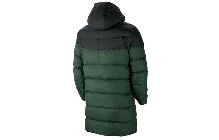 Nike Sportswear Splicing Long hooded down Jacket Black Green Colorblock CU0280-045
