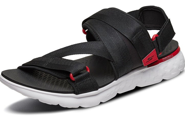 Skechers Velcro Outdoor Breathable Beach Sports Black Red Sandals 54263-BKRD