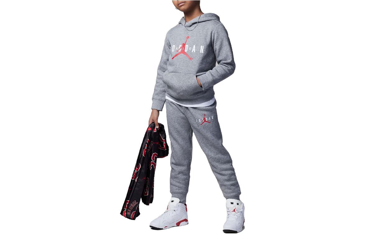 (GS) Air Jordan Jumpman Pullover Hoodie and Jogger Pants Set 'Grey' FB9463-091