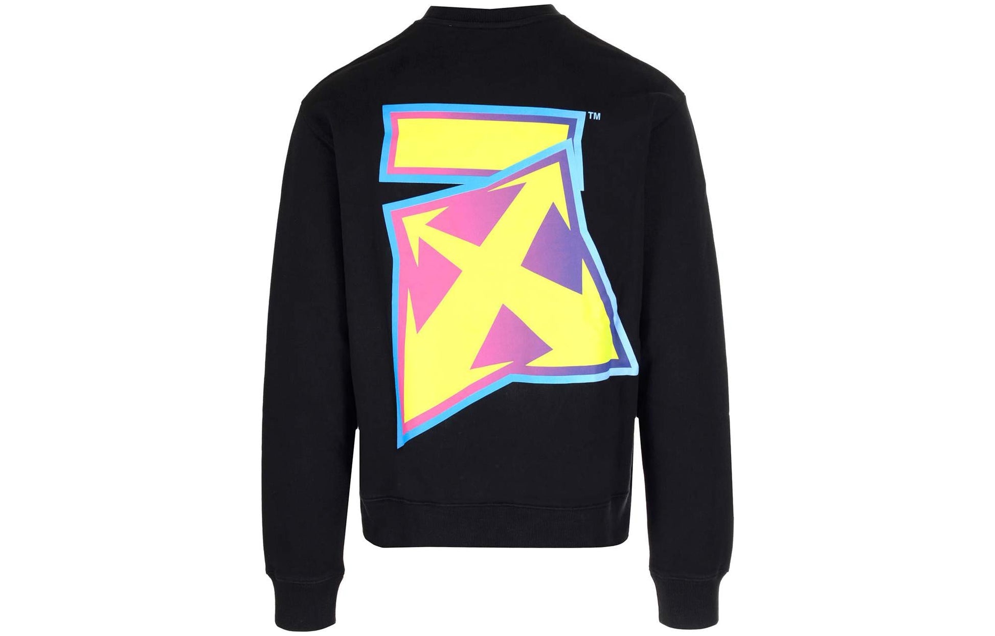 Men's Off-White FW22 Logo Printing Round Neck Hoodless Long Sleeves Black OMBA057F22FLE0051070