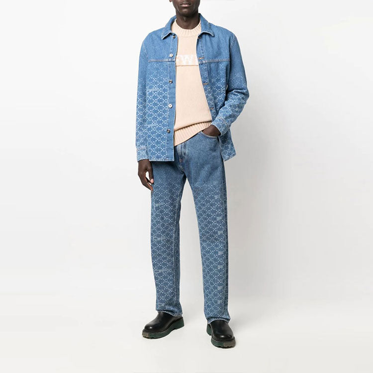 Off-White Gradient Denim Long Sleeves Shirt Blue OMYD040S22DEN0024901
