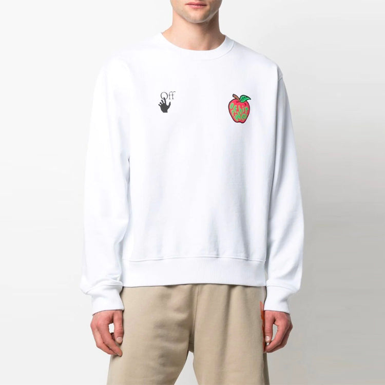 Off-White FW21 Pattern Round Neck Pullover Loose Fit White OMBA025S21FLE0160125