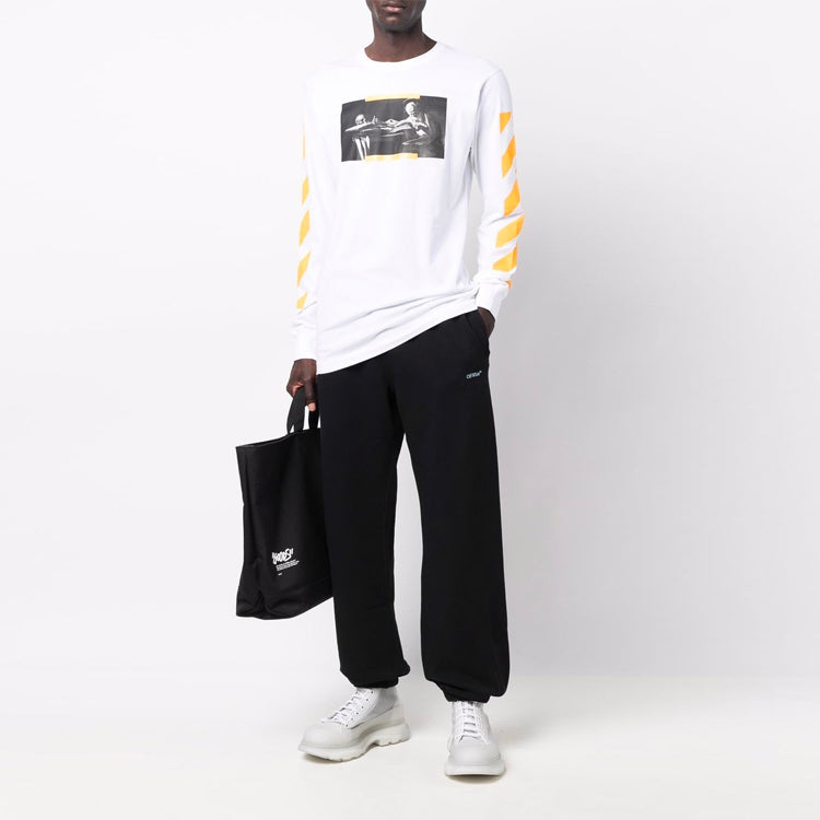 Men's Off-White FW21 Logo Sports Pants/Trousers/Joggers Black OMCH029F21FLE0061084