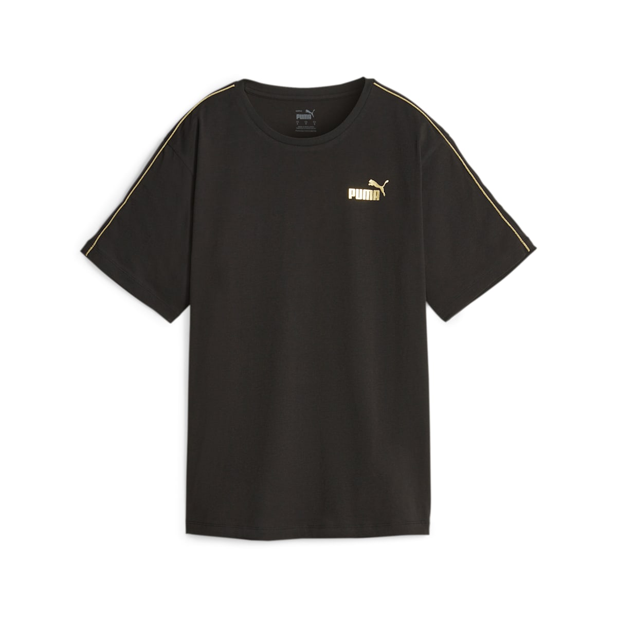 PUMA Essential Minimal Gold T-Shirt 'Black with Side Stripes' 680018-01