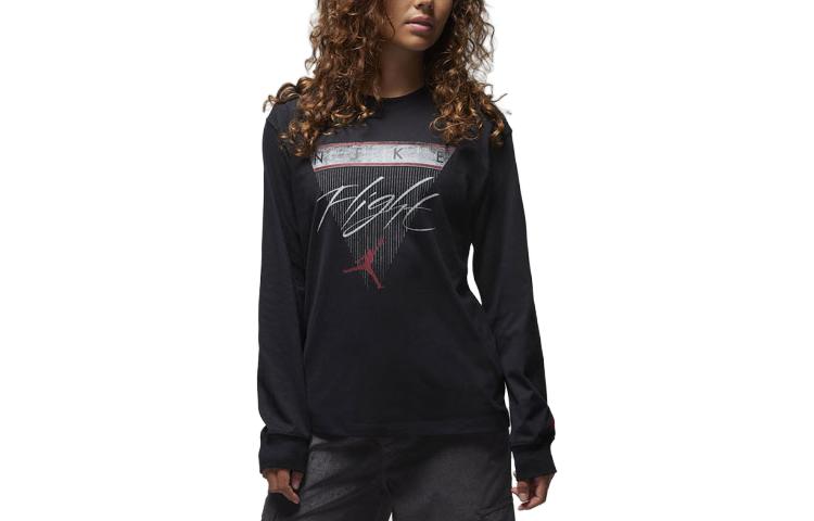 (WMNS) Air Jordan Long-Sleeve Graphic T-Shirt 'Black Red' FD7205-010