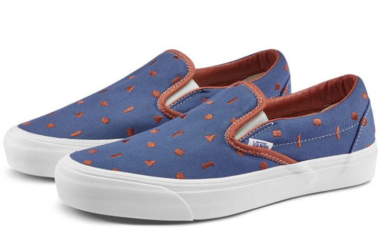 Vans OG SLIP-ON LX Shoe Geometry Pattern Casual Skateboarding Shoes Blue VN0A3AV7VZE
