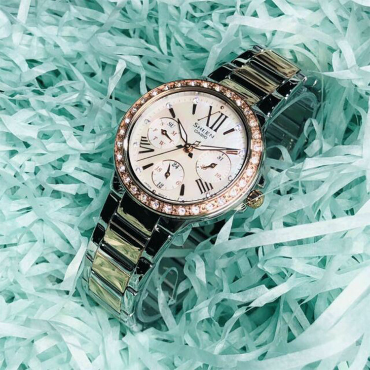 CASIO SHEEN Series Quartz Gold/Silver White Analog SHE-3052SPG-7A