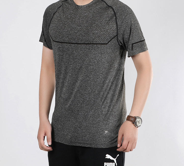 PUMA Breathable Round Neck Short Sleeve Gray 517319-01