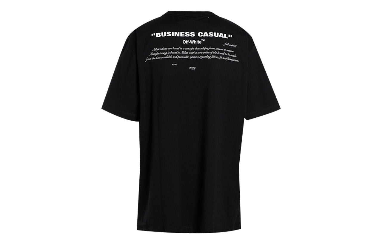 Off-White Bernini Oversize Cotton Printing Short Sleeve Loose Fit Black OMAA038F181850111030