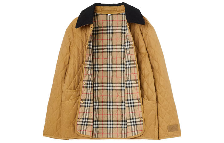 Burberry FW21 Corduroy Collar Diamond Quilted Jacket Camel 80391161